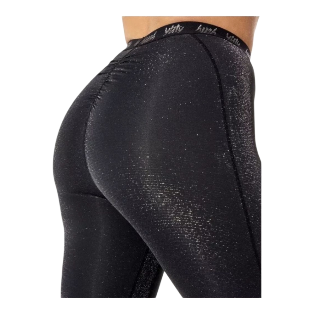Yitty Spotlight Ruched Legging - Shimmered Iconic Black -- Large - NWT